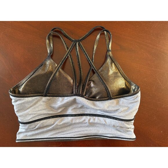 Born Primitive Metallic Strappy Sports Bra Gold/Black Shimmer Size Medium - Picture 9 of 9